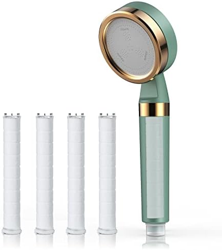 Aiberle Filter Shower Head with 5 Filters, High Pressure Handheld Shower Head Sprays, Double Layer Filtration System Shower Filter Head Sprayer with Non-Slip ABS Material, Spa Showerheads, No Hose