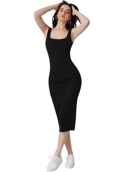 genealo Women's Ribbed Bodycon Dress, Sleeveless, Scoop Neck, Slim Fit, Ribbed, Casual Party Pencil Dress-picture-10