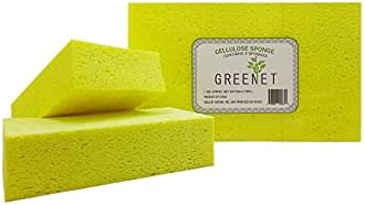 Greenet Car Wash Sponge, Large Cellulose Sponges, Kitchen And Cleaning, Pack Of 3, Yellow, Environmentally Safe Biodegradable