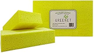 Greenet Car Wash Sponge, Large Cellulose Sponges, Kitchen And Cleaning, Pack Of 3, Yellow, Environmentally Safe Biodegradable