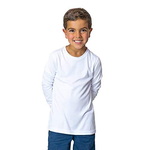 Vapor Apparel Youth UPF 50+ Sun Protection Quick-Dry Long Sleeve T-Shirt Medium White