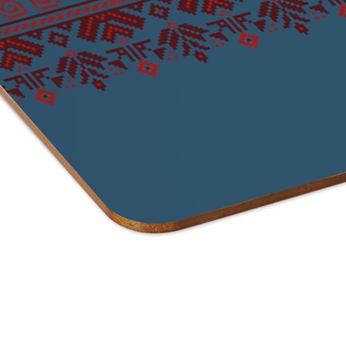 Napperons bleu style broderie pixel lot de 4 sets de table en liège - 4