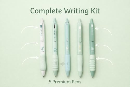 Image of 5Pcs Soft Grip Gel Pen Set 0.5mm Fine Tip Smooth Writing Pens Cute Aesthetic Pink Or Green Gel Pens for School College Office Journaling Gift for Kids Girls Stationery Lovers