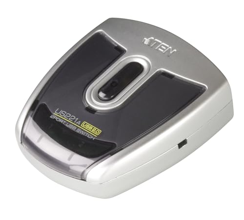 ATEN 2-Port USB 2.0 Peripheral Switch, Schwarz, Silber