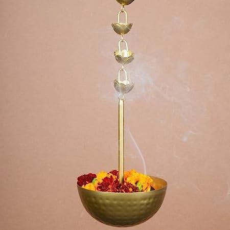 Image of Iron Flower Hanging Insence Burner | Dhuna Loban Burner Dhooni Dhoop Dhuni |Hanging Dhoop Batti Agardan Hanging Decor (Pack Of 1), Gold