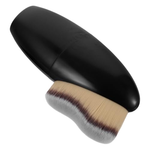 Abaodam Brocha para Base de Maquillaje Negra, Suave y Densa, Tamaño Compacto, para Aplicación de Base Líquida, Polvo y Maquillaje Corporal, Adecuado para Retoques y Viajes, Pincel