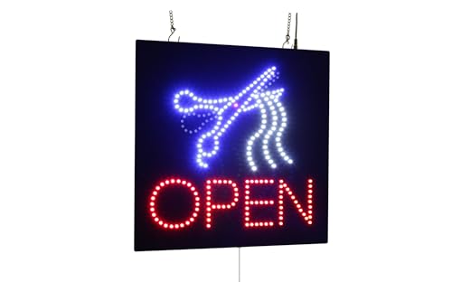 Open Scissors Sign, 16"x16", 40x40cm, TOPKING, LED, Neon, Florescent, Signage,