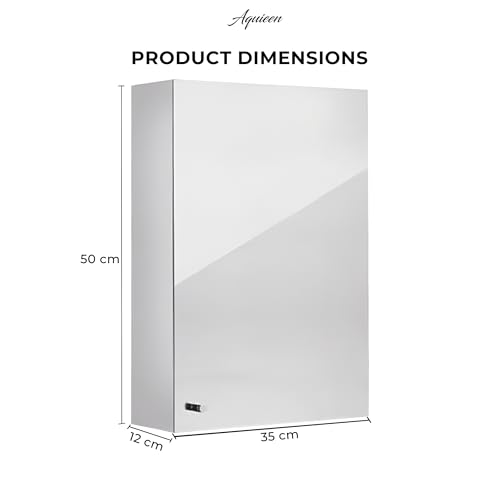 Image of Aquieen Stainless Steel Bathroom Mirror Cabinet, Wall-Mounted, Single Door, with Adjustable Shelves, Storage Cabinet for Home and Commercial Use (14 inch X 20 inch)