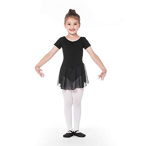 Bezioner Vestido de Ballet Maillot de Danza Gimnasia Leotardo Algodón Body Clásico para Niña Negro 130