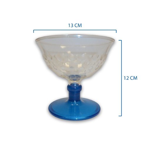 COPPA GELATO 400 CC IN PLASTICA TRASPARENTE RIUTILIZZABILE E LAVABILE IN LAVASTOVIGLIE CON BASE BLU IDEALE PER GELATERIE ARTIGIANALI ICE CREAM PLASTIC CUP (PZ 6)
