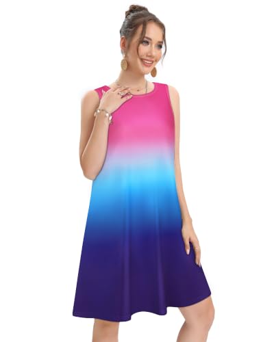 Image of elescat Women's Summer Dresses Casual Sleeveless Loose Sundress with Pocket