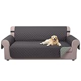 U-NICE HOME Reversible Sofa Cover Washable Couch Cover for Dogs with Elastic Straps Water Repellent Furniture Protector for 3 Cushion Couch Pet Friendly (Sofa, Dark Grey/Light Grey)