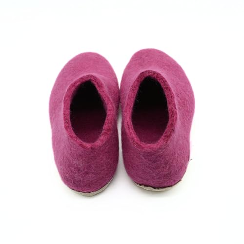 Pink Shoes, Handmade Pure Wool Slip On Shoes, Indoor Shoes4
