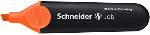 Schneider Job Highlighter, Chisel Tip, 1 + 5 Mm, Black Barrel, Orange Ink, Box Of 10 Highlighters (1506) #TOP2