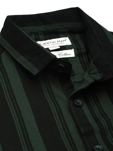 Image of Majestic Man Men Slim Fit Cotton Striped Half Sleeve Casual Shirt