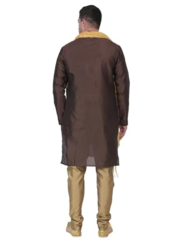 Image of ITOS365 Men's Tunic Art Silk Kurta Pajama and Scarf Suit Set Indian Clothing Wedding Party Dress Gifts Items