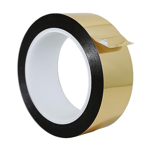 GGR Supplies T.R.U. Metalized Polyester Film Tape MMYP-1 – Mirror Finish Mylar for Accent Walls, Decorative Trim, Chrome Pinstripe for Cars, Graphic Arts, Gold, 1 in x 72 Yards