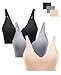 HBselect Jelly Bras for Women No Underwire 3PCS Comfort Wireless Push Up Bras Seamless Scalloped Lift Everyday Bralettes