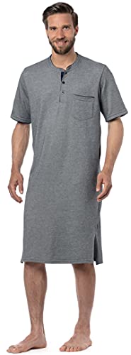 Camisón de manga corta para hombre con botones. Gris L
