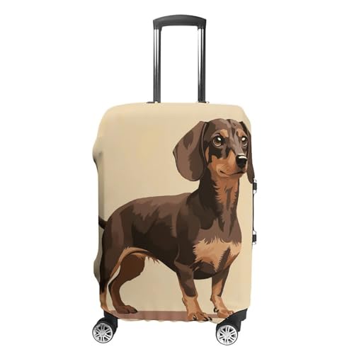 Flat Style Dachshund Travel Luggage Cover Elastic Washable Suitcase Cover Dustproof Anti-Scratch Suitcase Protector Fits 19-32 Inch Luggage, L