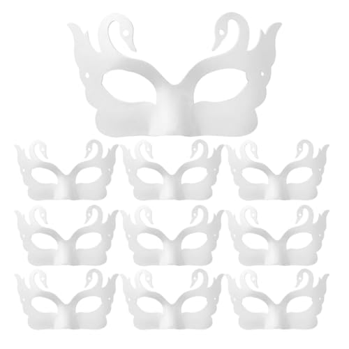 Homoyoyo 10pcs Paper Swan Mask Unpainted Swan Face Mask for Halloween DIY Hand-Paint Craft Half Face Animal Masquerade Mask Decorative Blank Mask