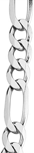 Miabella Italian 925 Sterling Silver 7mm Solid Diamond-Cut Figaro Link Chain Necklace for Men, Made in Italy - Image 4