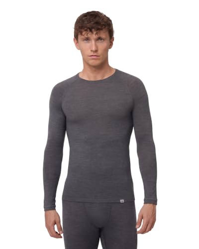 DANISH ENDURANCE Bielizna Merino Męska, Długi Rękaw, Ciemnoszara, L