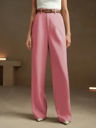 Image of KERI PERRY Trousers for Woman Pants Women's Formal Office Korean | Black Beige Track Pant | Straight | Cotton Spandex Stretchable Trouser | High-Waisted Bottom Wear