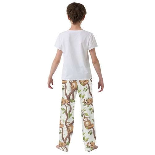 ZZXXB Lovely Sloth Tree Boys Long Pants Soft Trousers Elastic Waist Kids Lounge Bottoms with Pockets S-XL3