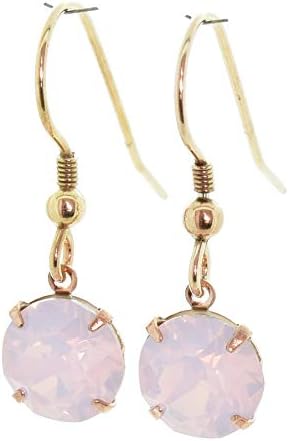pewterhooter® Women's Classic Collection - Drop Earrings  14K Rose Gold plated 925 Sterling Silver with sparkling Rose Water Opal Crystal  Gift Box