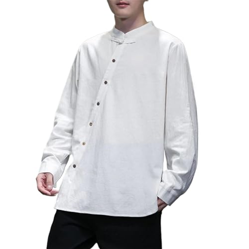 Chemise coton et lin boutons brodés art traditionnel chinois haut de gamme