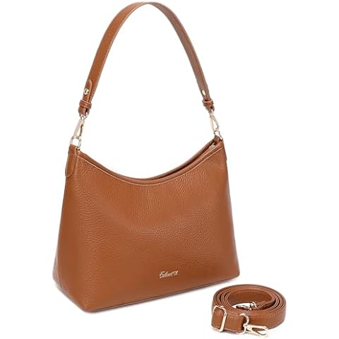 Eslcorri Hobo Bag for Women - Leather Crossbody Purse Zipper Closure Travel Shoulder Satchel Bags Chic Ladies Clutch Tote Handbags with 2 Straps for Travel, Work (Brown) Cover