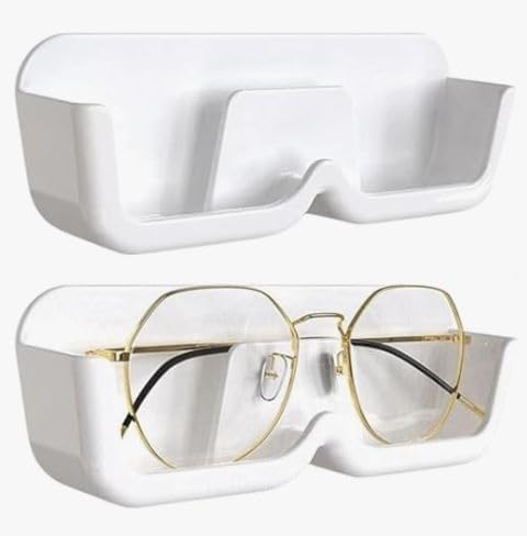 4 Pieces Specs Holder Wall Mounted/Sunglasses Display Case with Adhesive Sticker/No-Drill Display Stand Specs Holder Plastic Case Eyewear Case Shelving Glasses Holder Plastic