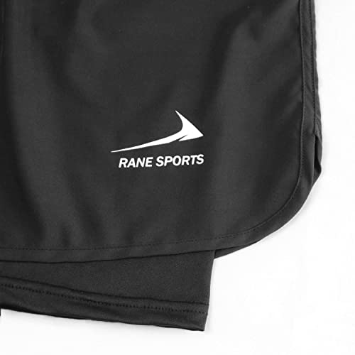 Rane Sports Pantalones Cortos de Running 2 en 1 para Hombre, Ideales para Gimnasio, Atletismo, Entrenamiento al Aire Libre Negrob 2XL - imagen 2