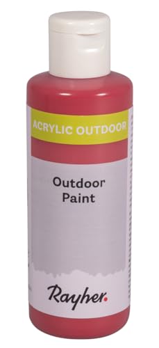Rayher Outdoor Paint Acrylfarbe, ziegelrot, Flasche 80 ml, auf Wasserbasis, hochpigmentierte Acrylfarbe, ideal für den Außenbereich, wetterfest, lichtecht, witterungsbeständig, 35070288