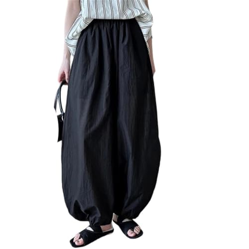 Women Pant Capris High Waist Solid Black White Lantern All Match Long Female Trousers