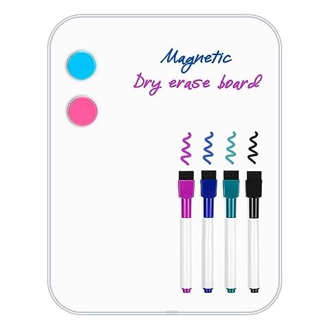 VUSIGN Small Dry Erase White Board, 8.5 x 11 Inches Mini Whiteboard, Magnetic Board for Wall, Fridge, Locker, Kids, Students, Sliver Cover
