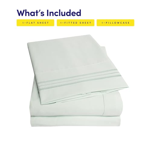 Image of 1500 Supreme Collection Twin XL Sheet Sets Mint Green - 3 Piece Bed Sheets and Pillowcase Set for Twin XL Mattress - Extra Soft, Elastic Corner Straps, Deep Pocket Sheets, Twin XL Mint Green