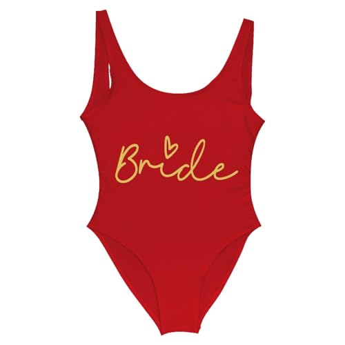 Traje de baño de una pieza para mujer, disfraz de novia para ser despedida de soltera, despedida de soltera, traje de baño de una pieza para mujer, bikini de mujer, 01 Rojo, L