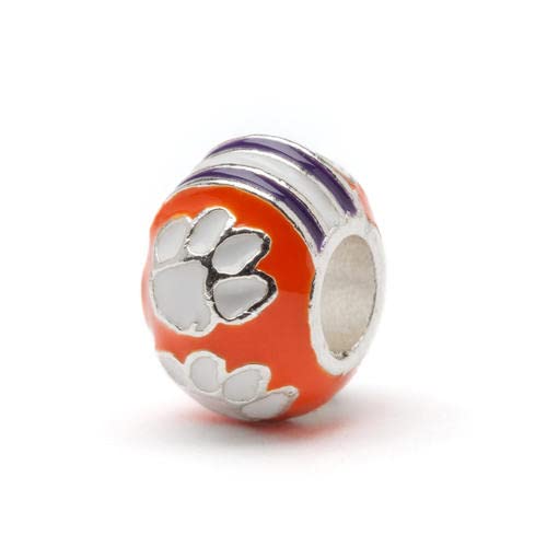 Stone Armory Clemson University Bead For Women | Orange And White Clemson Paw Logo Bead Charm | Clemson University Tigers Jewelry | Perfect Clemson Gift For Fans, Students, Alumni | Fits Most Charm Bracelet Brands #TOP30