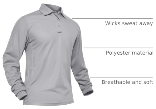Image of MAGNIVIT Men's Polo Shirts Long Sleeve Quick Dry Performance Shirt Military Tactical Army Combat Polo Shirts