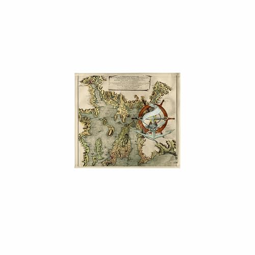 3dRose Print of Vintage Narraganset and New England Chart 11x12 Wash Cloth for Face and Body