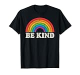 LGBTQ Be Kind Gay Pride LGBT Ally Rainbow Flag Retro Vintage T-Shirt