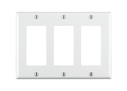 Image of Leviton 3-Gang Decora /GFCI Device Decora Wallplate, Standard Size, Thermoset, Device Mount, 80411-W, White