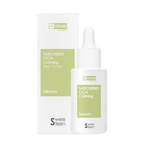 [SWEETEEN] Tart Cherry CICA Calming Serum, Korean Skincare, Vegan Beauty, Eve Vegan Certified, Eco-Friendly, Vegan-Friendly, Vegan Facial Serum for Day &amp; Night, 1.01 Fl. Oz.