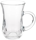 Pasabahce 55411 Keyif Türkische Teegläser mit Henkel, 145ml, Glas, transparent, 6 Stück