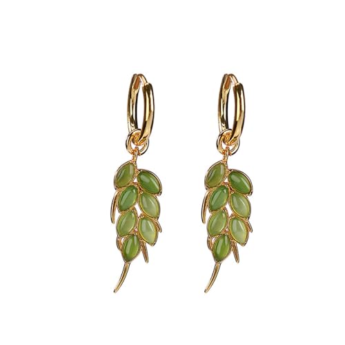 Boucles d'oreilles Jade Vert en argent sterling plaqué or 18k pour un éclat intemporel
