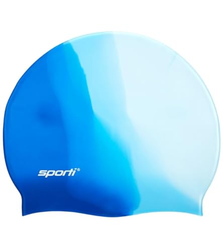 Sporti Unisex Adult Silicone Swim Cap - Multi Color - Blue Multi