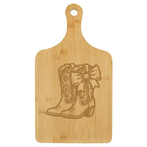 Tabla de charcutería y cortar de bambú con asa y ranura para jugos, medida 15.5” x 9” miniatura 1