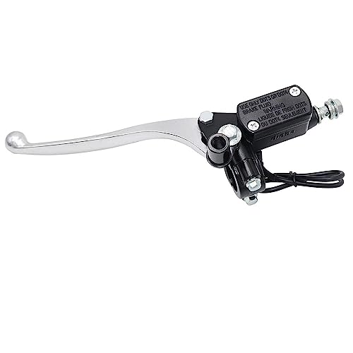 Levier de frein moto 14mm en alliage robuste avec maître-cylindre noir et argent 22mm